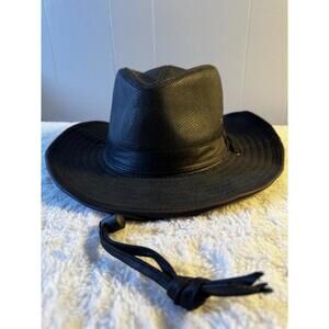 NEW Silver Canyon Boot Clothing Western Style Black Cowboy Hat Faux Leather Sz L